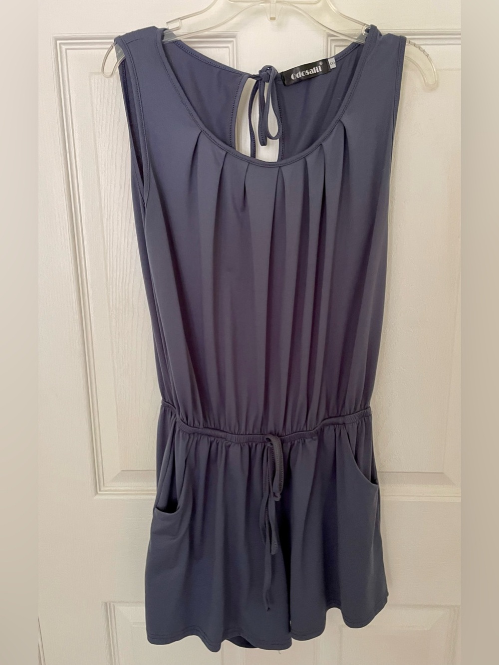 Odosalii Sleeveless Drawstring Romper Jumpsuit Grey Small
